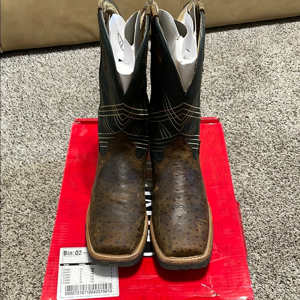 Men’s Brown and Green Justin Composite Toe Waterproof Boots